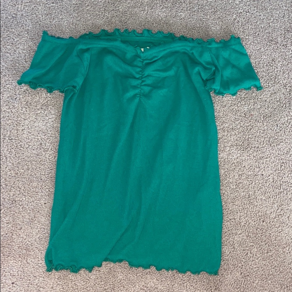 Hollister Green Full Length Off the Shoulder Tee